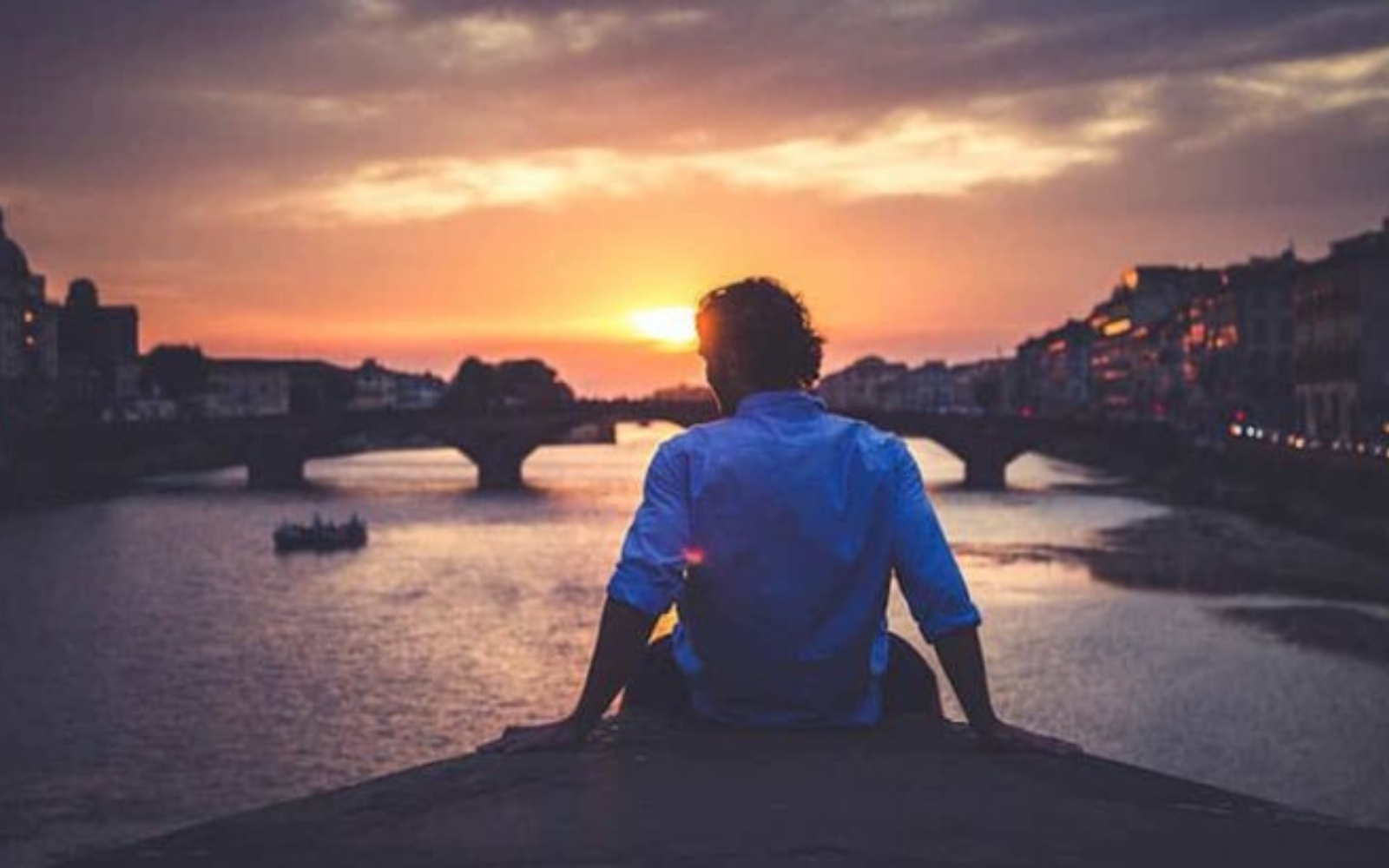 jeune, apprecier, Coucher soleil