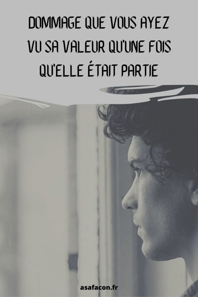 Dommage Que Vous Ayez Vu Sa Valeur Qu'une Fois Qu'elle Était Partie 