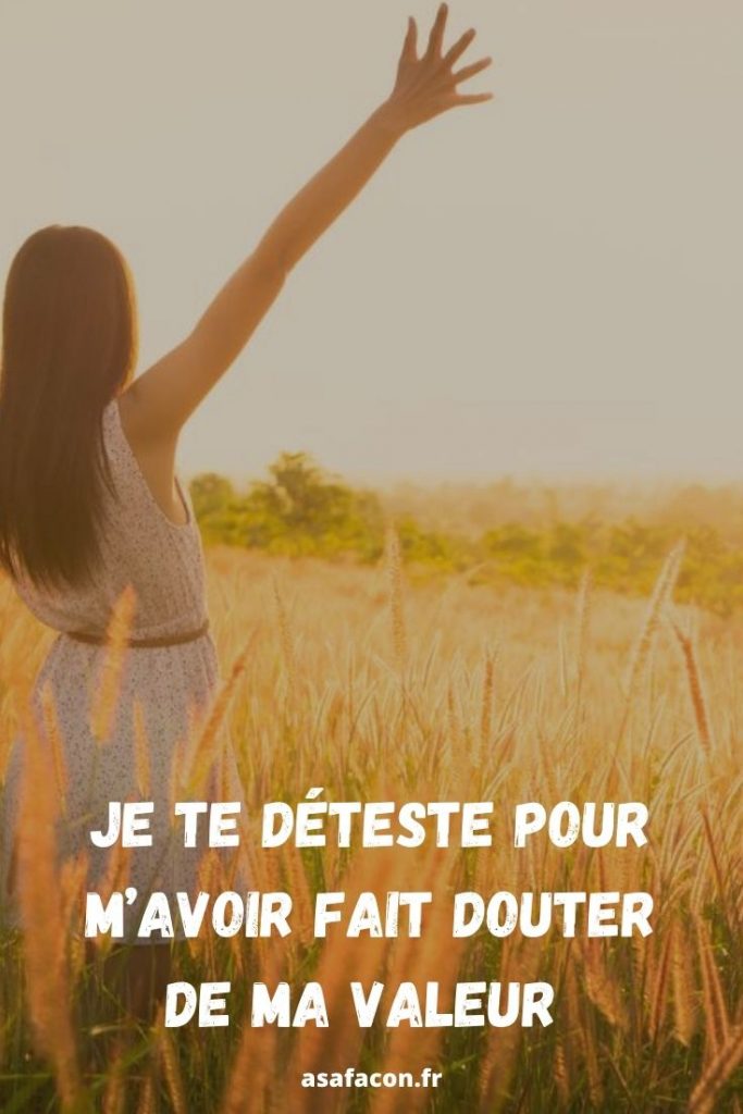 Je Te Déteste Pour M’avoir Fait Douter De Ma Valeur 