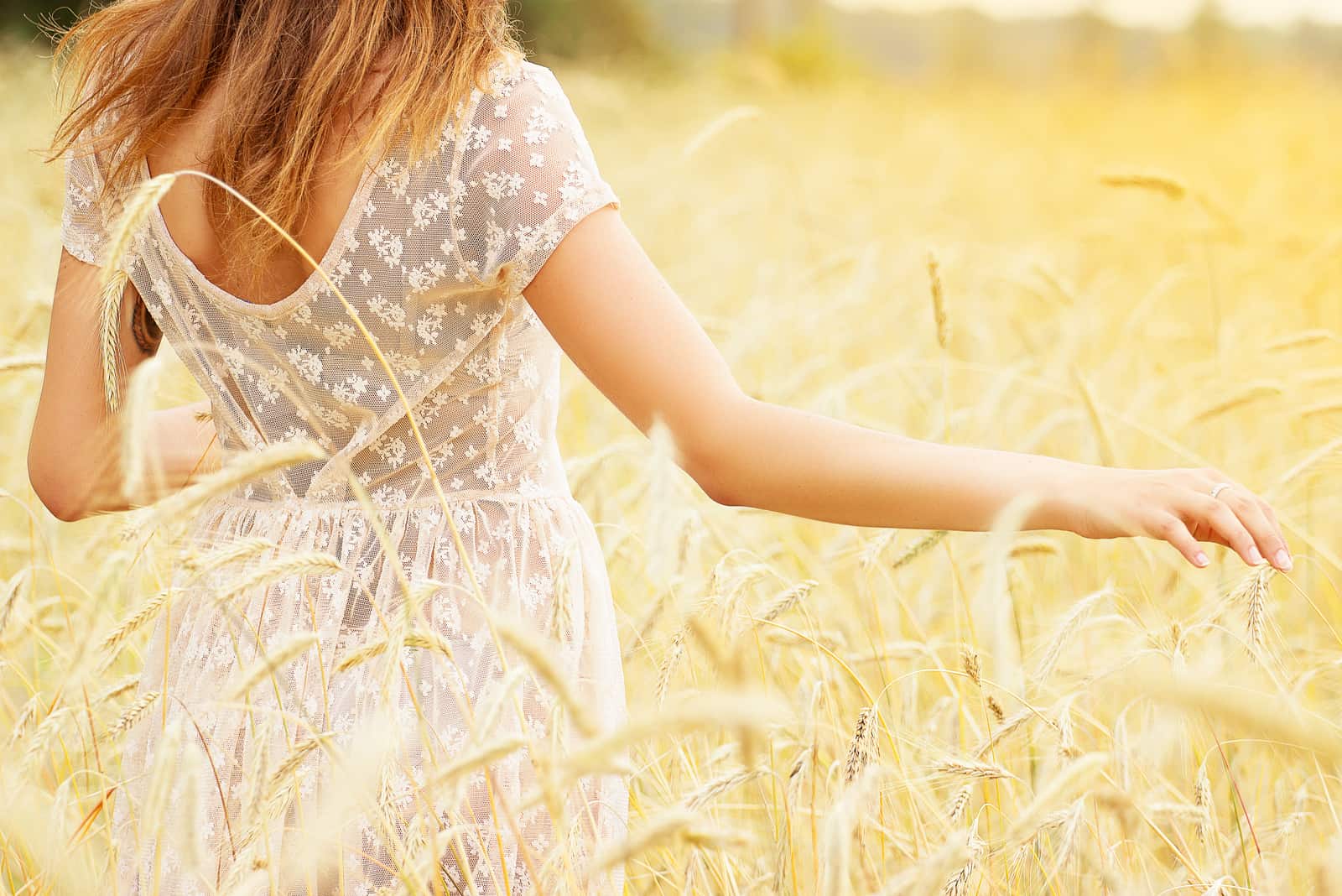 Belle fille dans un champ de blé