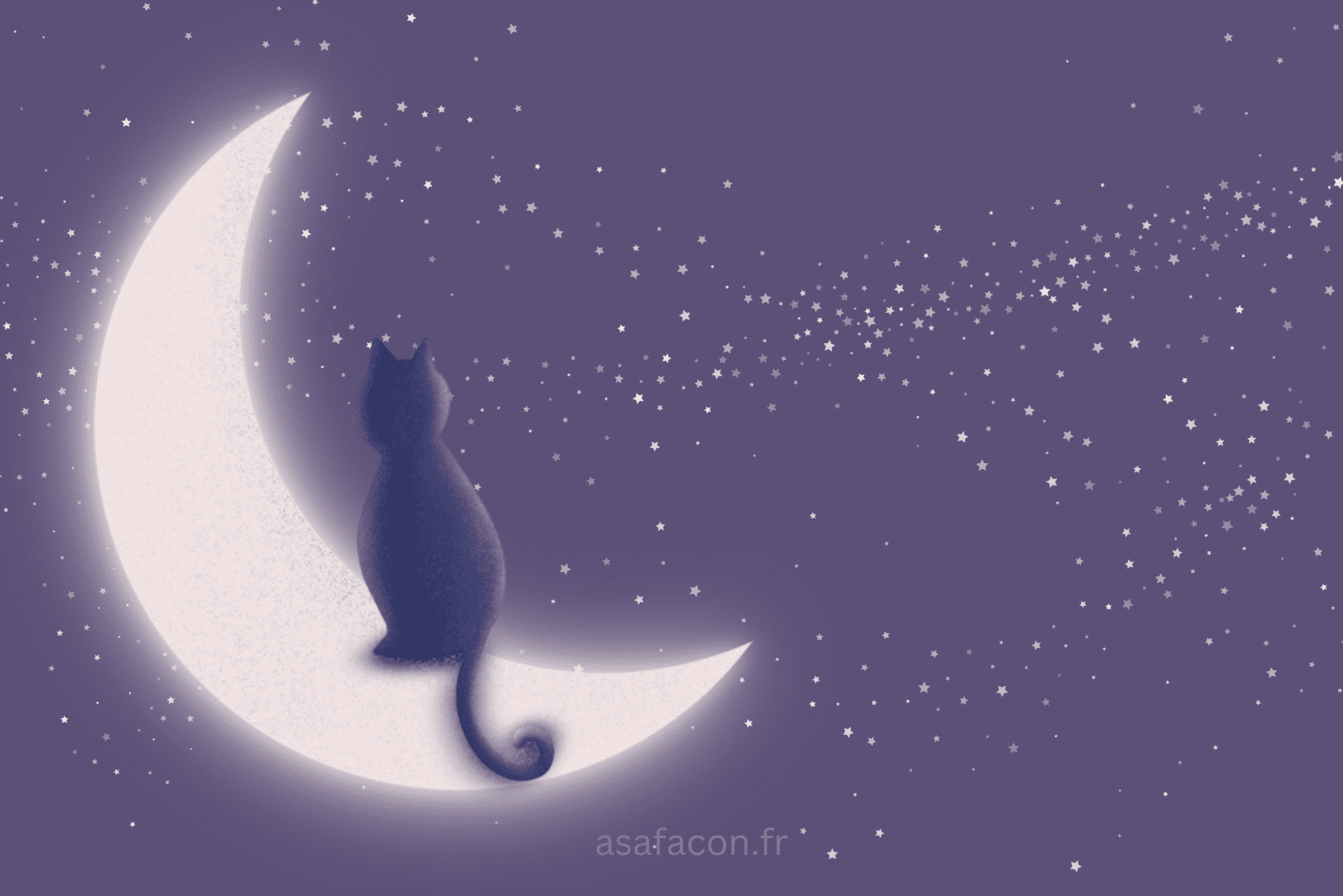 illustration d'un chat sur la lune