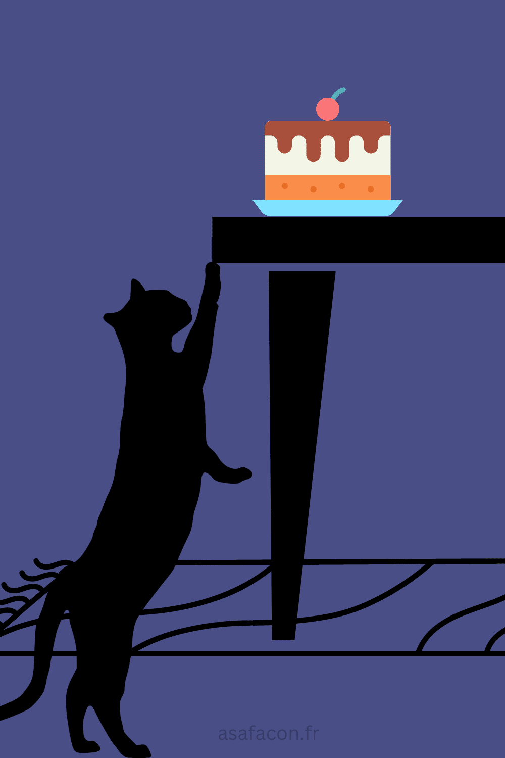 chat renversant un gâteau