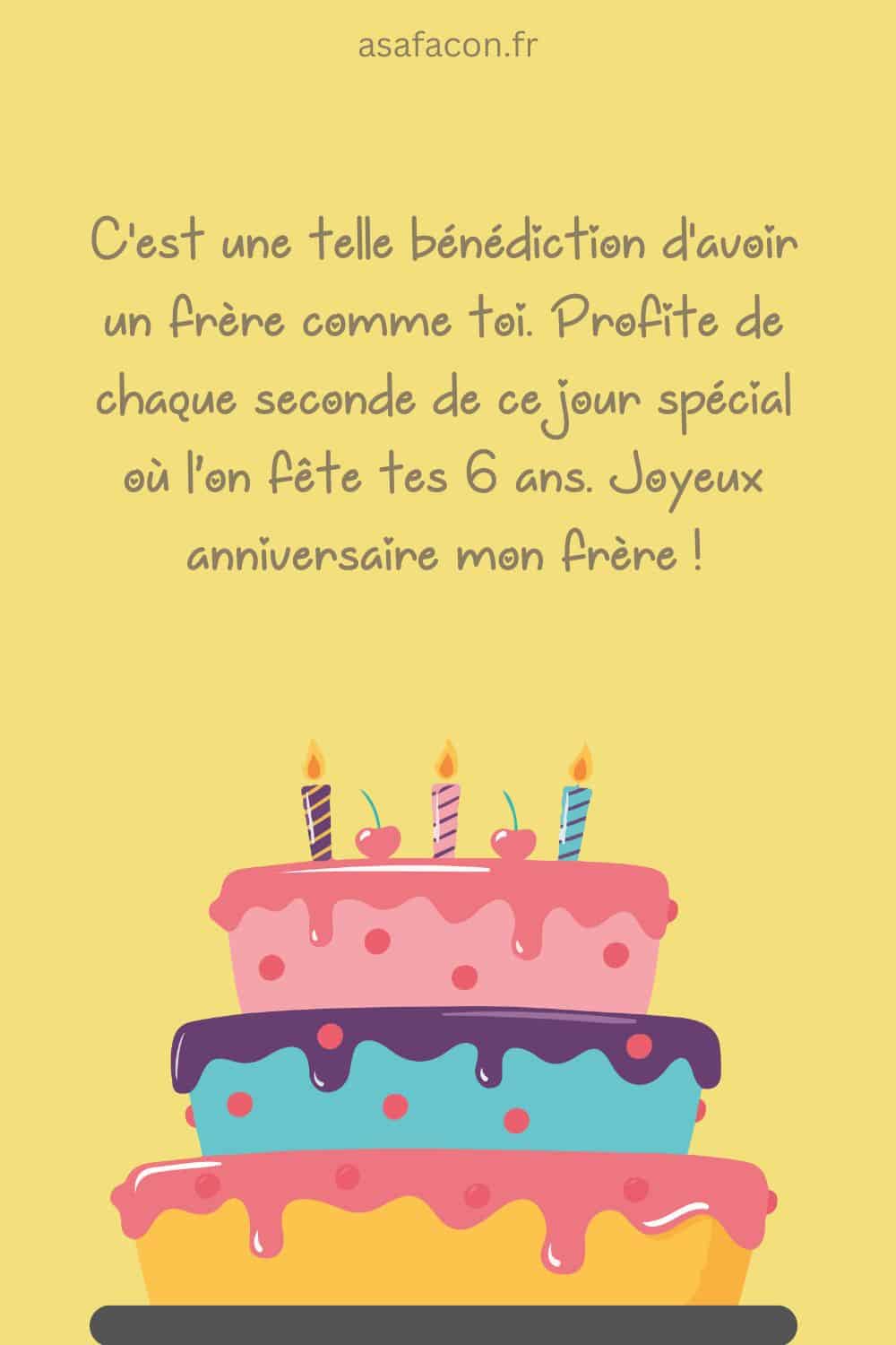 Modèle de texte anniversaire de 6 ans pour un frère