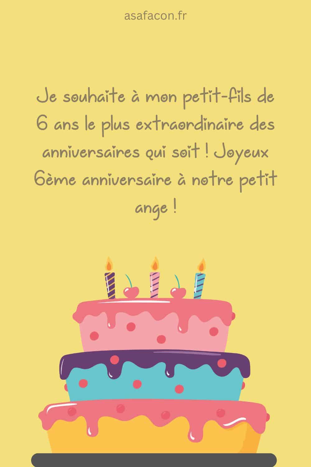 Modèle de texte anniversaire de 6 ans pour un petit-fils