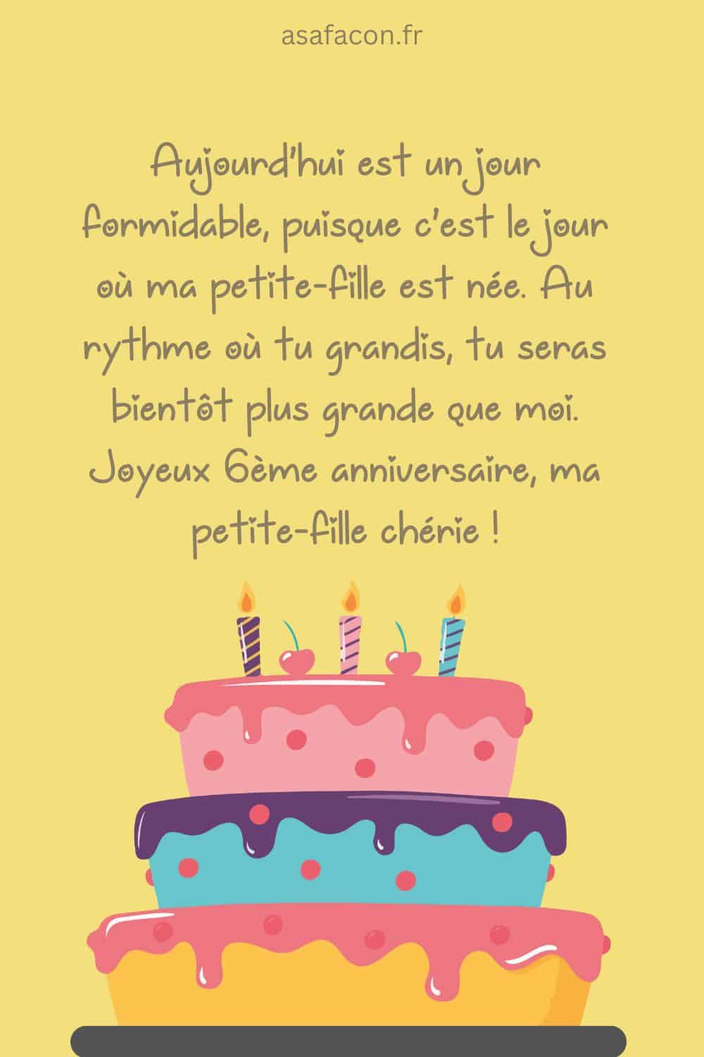 Modèle de texte anniversaire de 6 ans pour une petite-fille