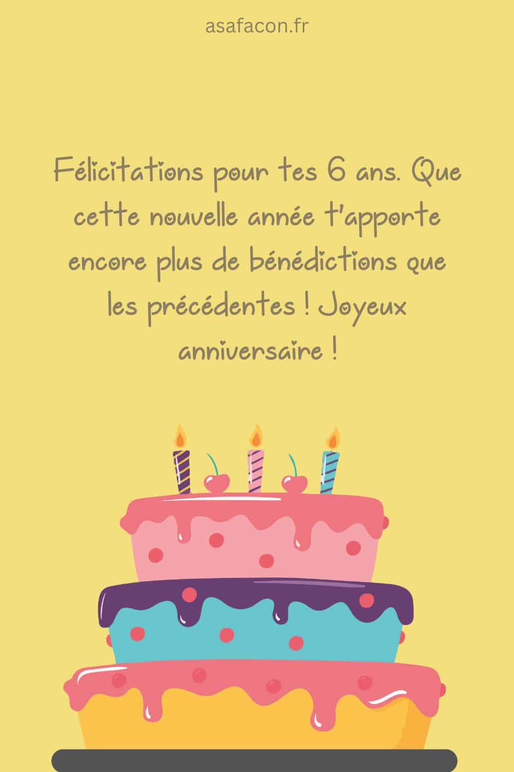 texte d’anniversaire de 6 ans pour filles