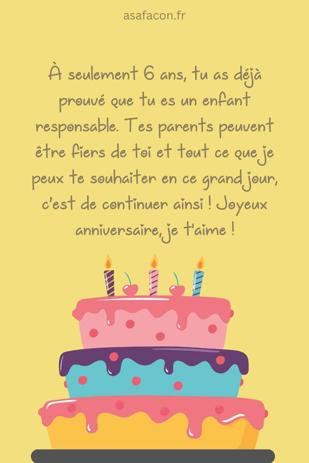 texte d’anniversaire de 6 ans pour les garçons et les filles