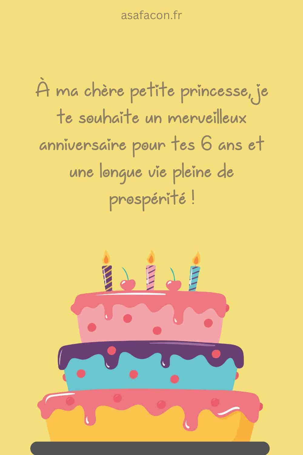 texte d’anniversaire de 6 ans pour ma fille