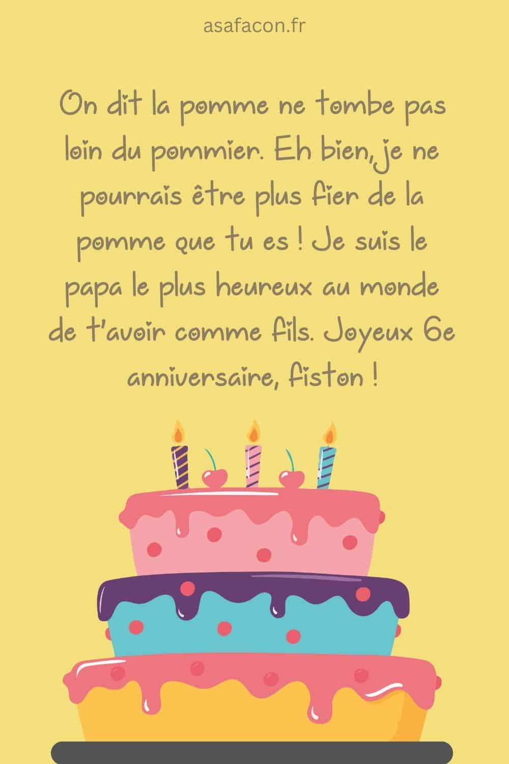 texte d’anniversaire de 6 ans pour mon fils