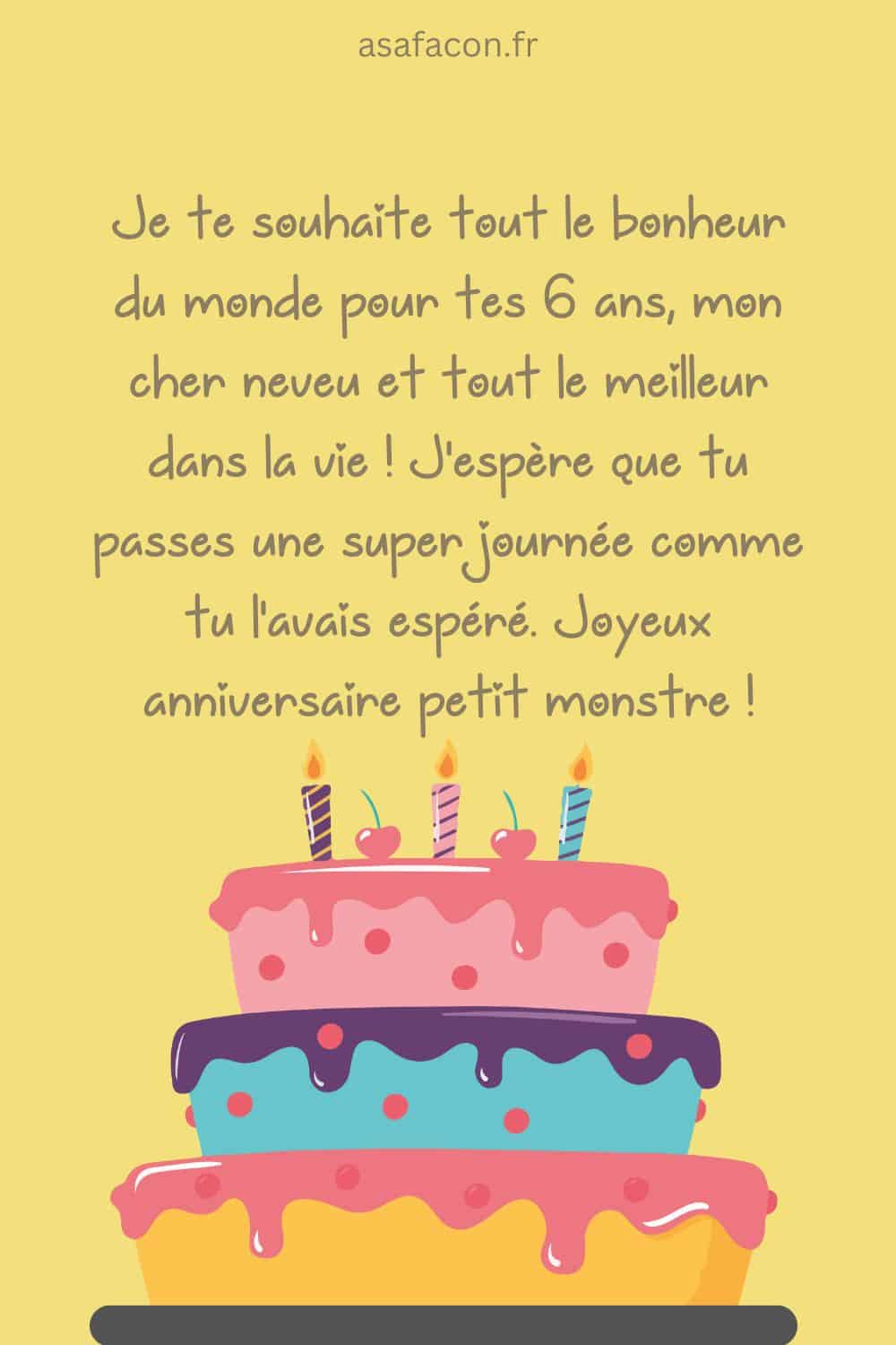 texte d’anniversaire de 6 ans pour un neveu