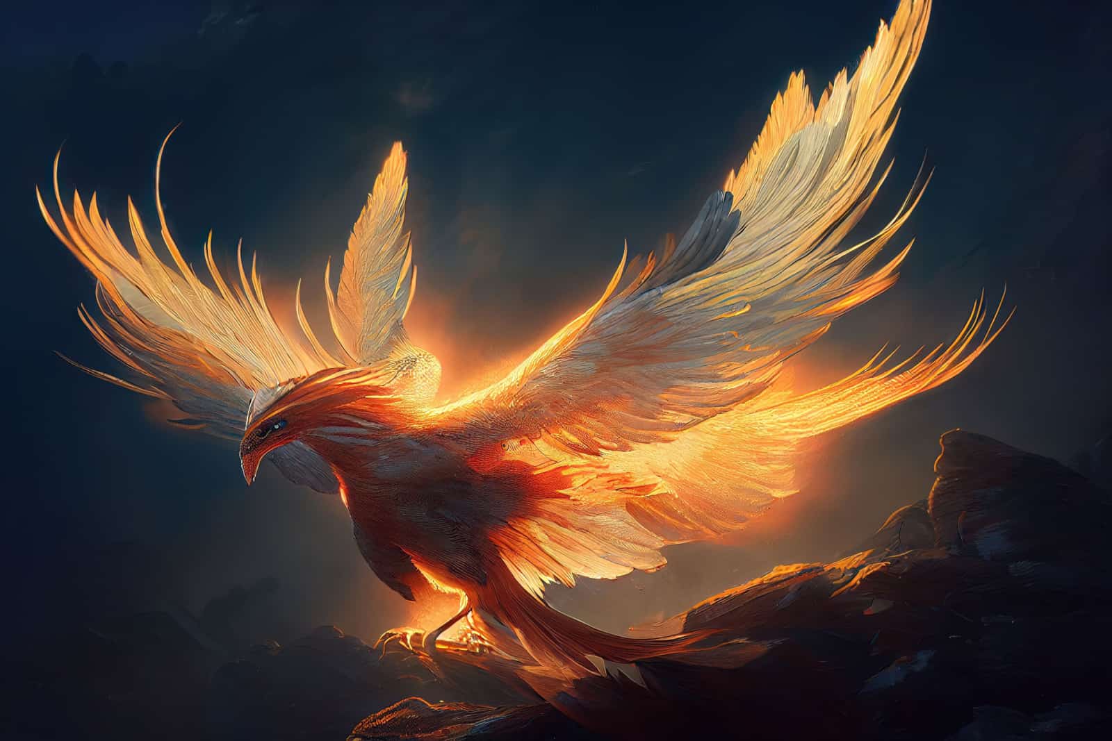Oiseau Phénix ressuscité de ses cendres, phénix symbole spirituel