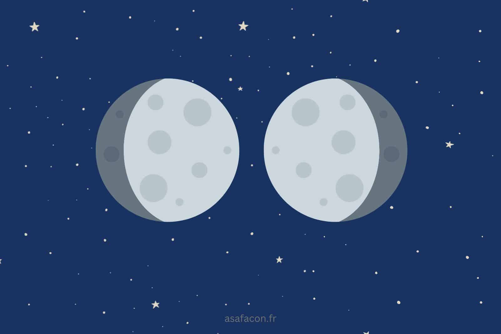 illustration bleue de deux lunes