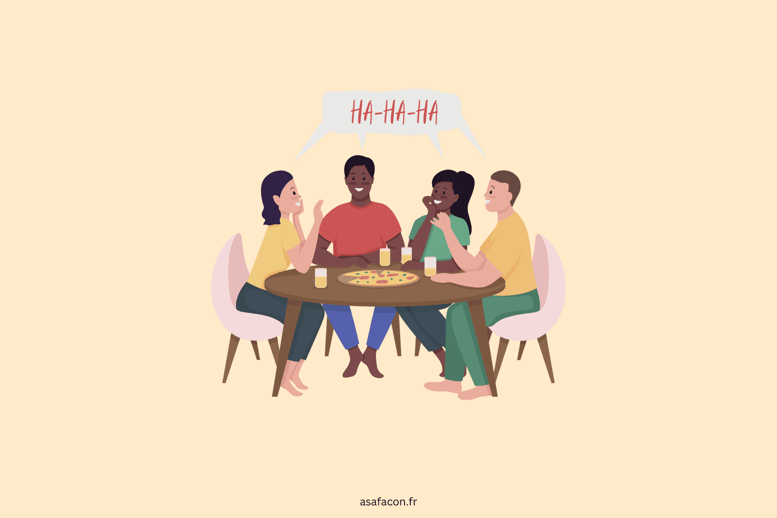 illustration d'amis riant pendant la pause brunch